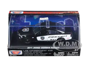 2011 Dodge Charger Pursuit Police Car In Display Showcase 1/43 Diecast Model Car by Motormax