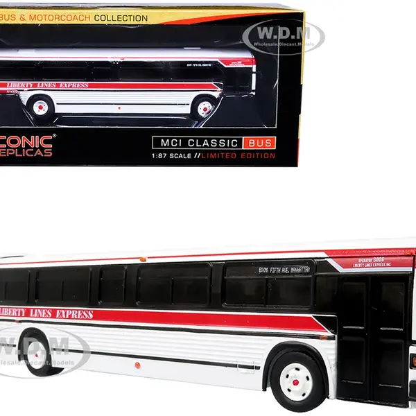 MCI Classic City Bus Liberty Lines Express "BXM Fifth Ave. Manhattan" "Vintage Bus &amp; Motorcoach Collection" 1/87 (HO) Diecast Model by Iconic Rep