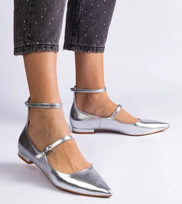 Gemre Silver flat pumps with buckles Ewerida