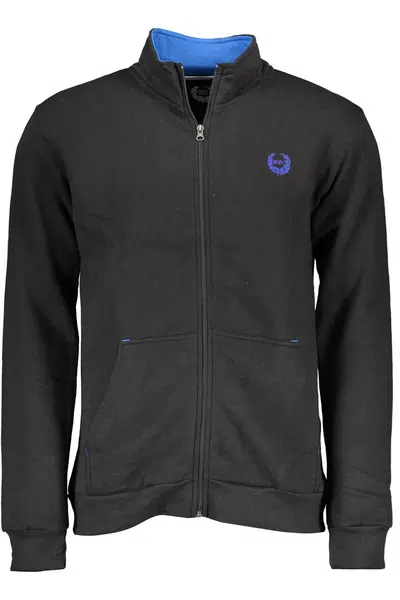 GIAN MARCO VENTURI MEN'S BLACK SWEATSHIRT WITH ZIP