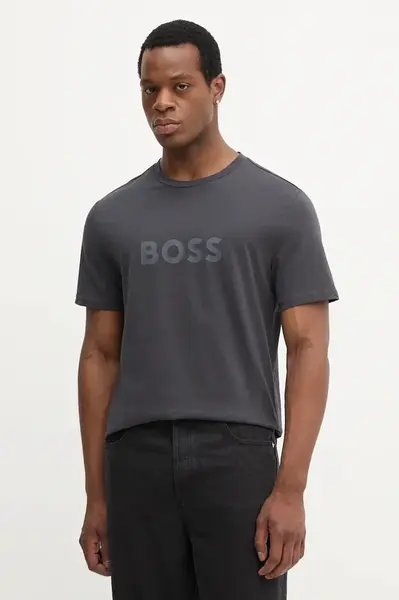 Bavlněné tričko BOSS T-Shirt RN černá barva, 50491706