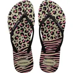 Žabky Havaianas SLIM ANIMALS dámske, čierna farba, na plochom podpätku, 4147964.0006