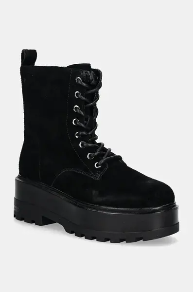 Semišové workery Calvin Klein Jeans FLATFORM ZIP LACEUP MG S