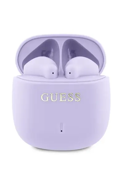 Bezdrôtové slúchadlá Guess Printed Classic Logo fialová farba