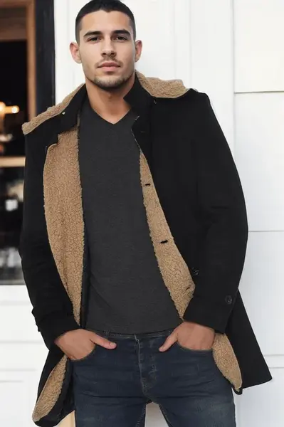 PLT9399 DEWBERRY SUEDE MEN'S COAT-BLACK