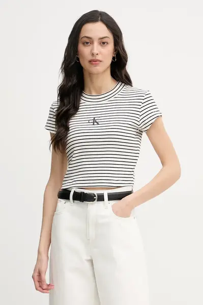 Calvin Klein Jeans crop top dámský bavlněný s elastanem