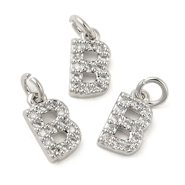 Brass Micro Pave Grade AAA Cubic Zirconia Charms