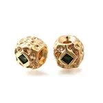Brass Micro Pave Cubic Zirconia Beads
