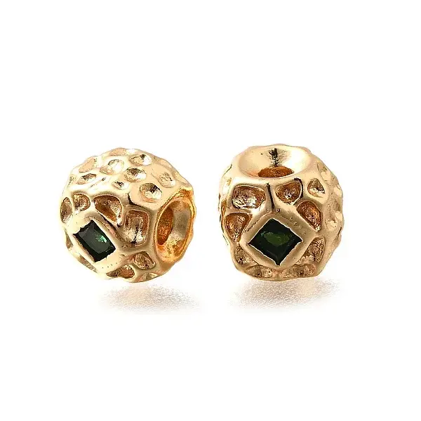 Brass Micro Pave Cubic Zirconia Beads