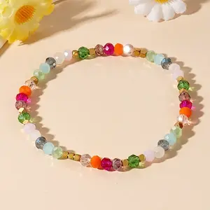 Rainbow Glass Beaded Stretch Bracelets