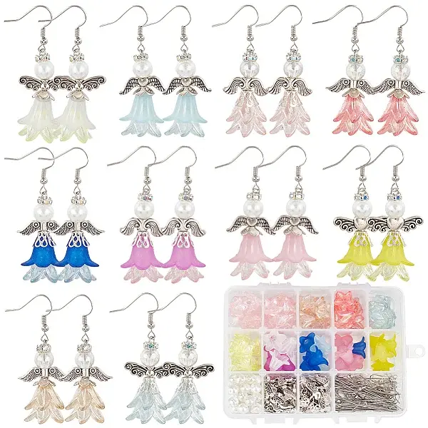 DIY Angel Acrylic & Alloy Beads Dangle Earring Making Kits