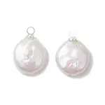 Natural Keshi Pearl Flat Round Charms