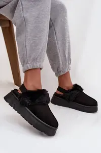 Dámské pantofle na platformě s kožešinou
