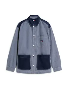 Tommy Jeans Prechodná bunda  modrá denim / biela