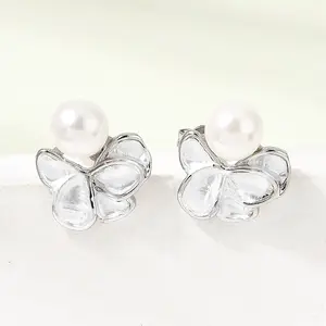 Brass Enamel Stud Earrings