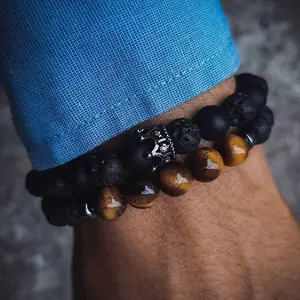 Black Matte Bracelet Micro Pave Zircon Crown