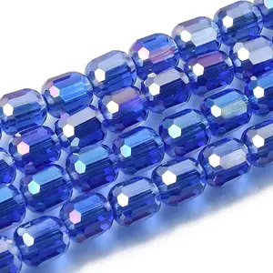 Electroplate Transparent Column Glass Beads Strands