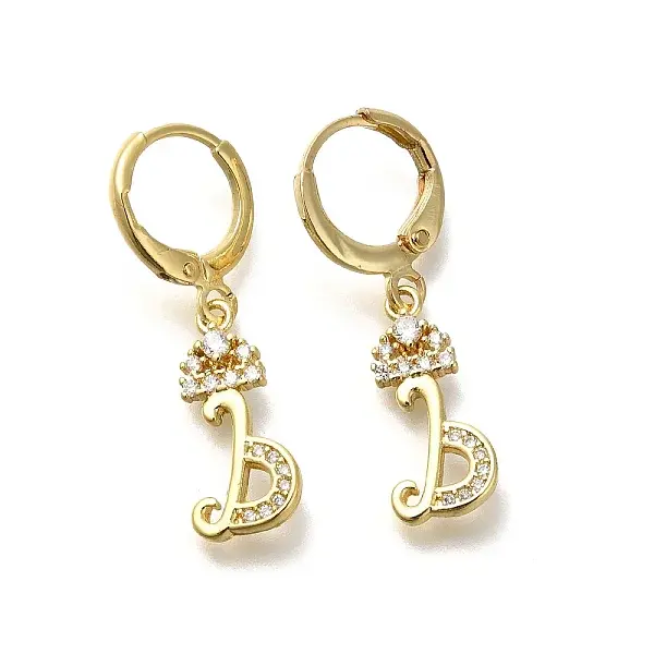 Brass Clear Cubic Zirconia Hoop Earrings
