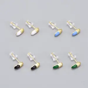 Brass Enamel Stud Earrings