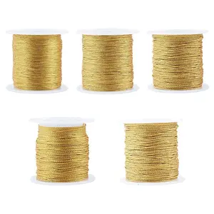 5 Rolls 5 Sizes Round PET Metallic Thread