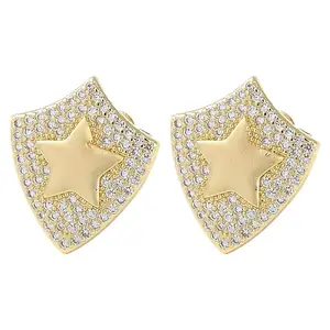 Rack Plating Brass Micro Pave Cubic Zirconia Stud Earrings