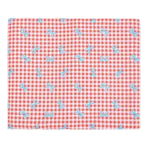 Bowknot & Tartan Pattern Cotton Fabric