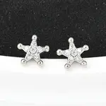 Brass Micro Pave Clear Cubic Zirconia Stud Earrings