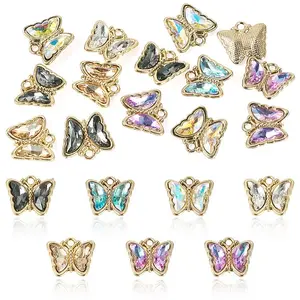 14Pcs Alloy Glass Pendants