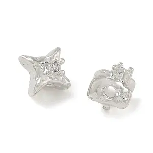 Brass Micro Pave Clear Cubic Zirconia Beads