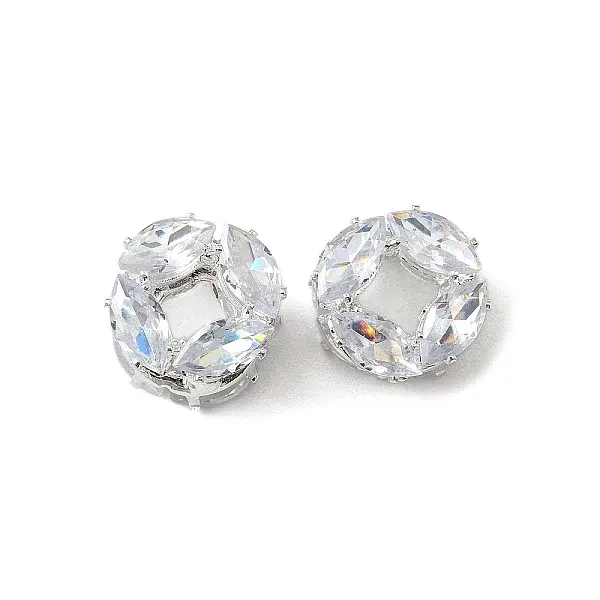 Brass Micro Pave Cubic Zirconia Beads