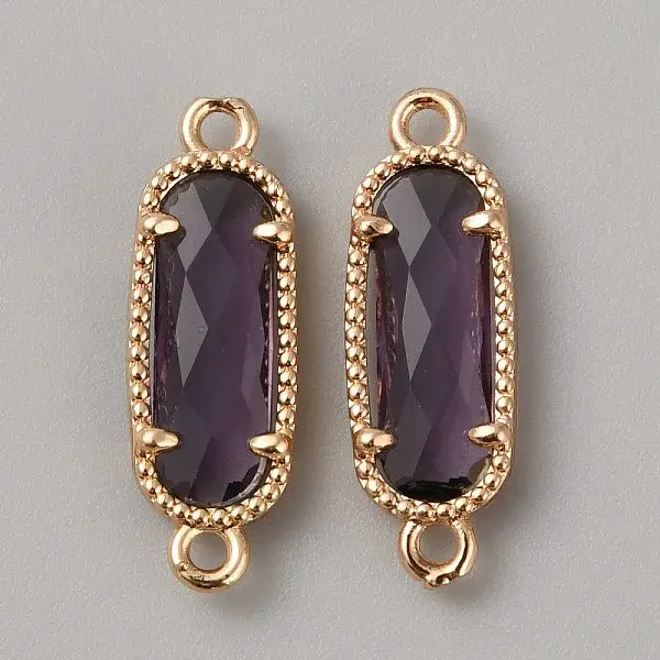 Golden Plated Brass Pave Glass Connector Charms