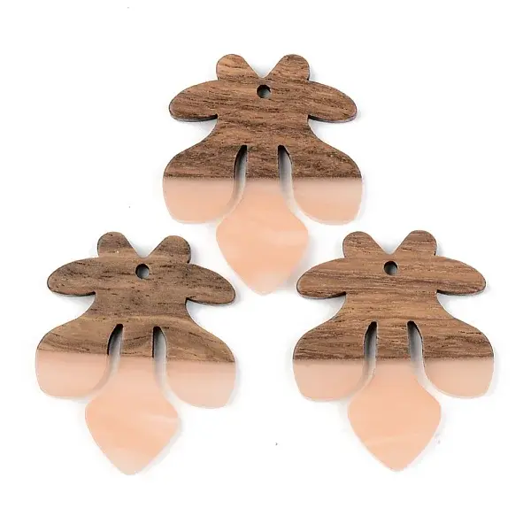 Opaque Resin & Walnut Wood Pendants
