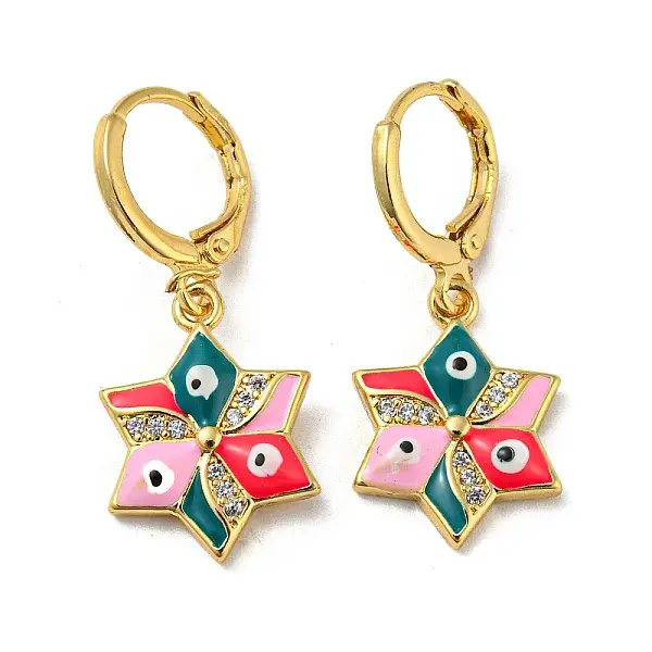Golden Brass Dangle Leverback Earrings
