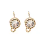 Brass Clear Cubic Zirconia Stud Earrings Finding for Women