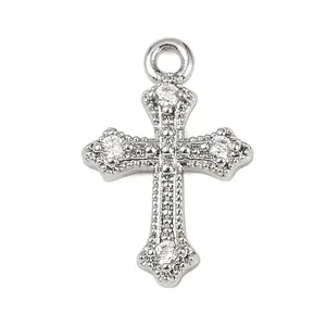 Brass Micro Pave Clear Cubic Zirconia Pendants