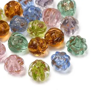 Handmade Gold Sand Lampwork Beads