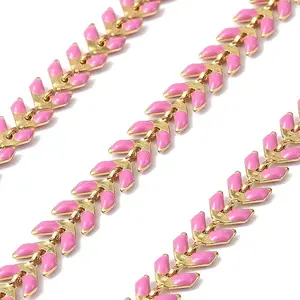 Brass Enamel Leaf Link Chains