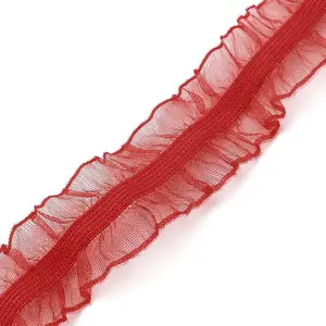 Chinlon Elastic Pleated Lace Trim