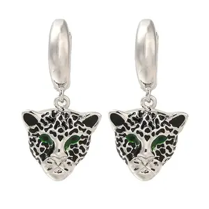 Rack Plating Leopard Brass Hoop Earrings