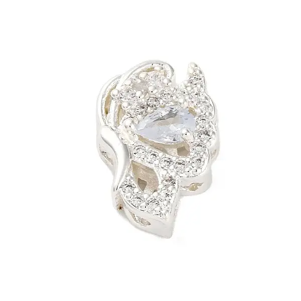 Rack Plating Brass Micro Pave Cubic Zirconia Beads