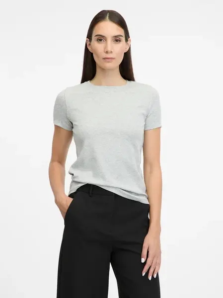 Světle šedé dámské tričko s krátkým rukávem ORSAY - Dámské