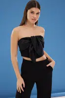Trendyol Black Strapless Bowknot Woven Chic Bustier