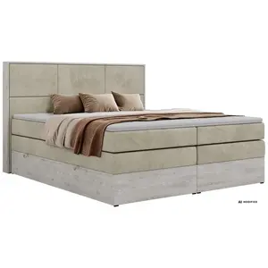 MKS POSTEL BOXSPRING DELNOR KING 180/200 - Béžová Samet - Topper Visco - H3
