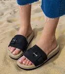 Gemre Black platform flip-flops with decorative buckle Lunda