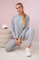 Komplet s oversize halenkou šedé barvy