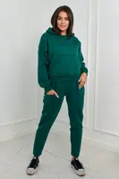 Zateplený set mikina + kalhoty tmavě zelené