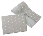 Medi Partners Quilt 75x100 + pillow 35x30 cotton + minky – White stars on gray + gray minky