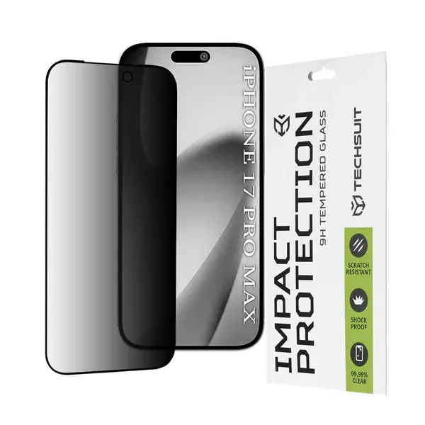 Techsuit 111D Privacy Tvrzené sklo, iPhone 17 Pro Max, černé