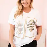 Kesi Włoski Dámská bavlněná halenka Plus Size s kamínky bílá + khaki