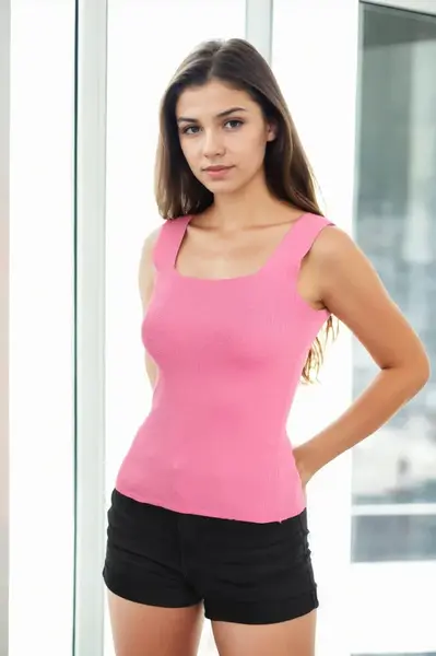 60108 Dewberry Womens Sleeveless Blouse - Strappy Tank Top-PINK